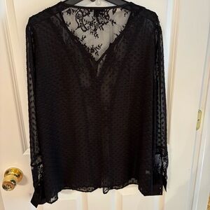 Ann Taylor beautiful sheer lace and clip dot blouse, Size Small